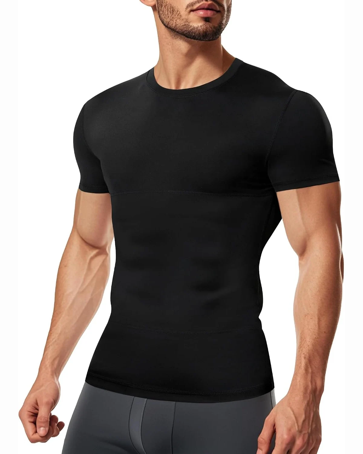 Short-Sleeve Shaping Tee, Black, L