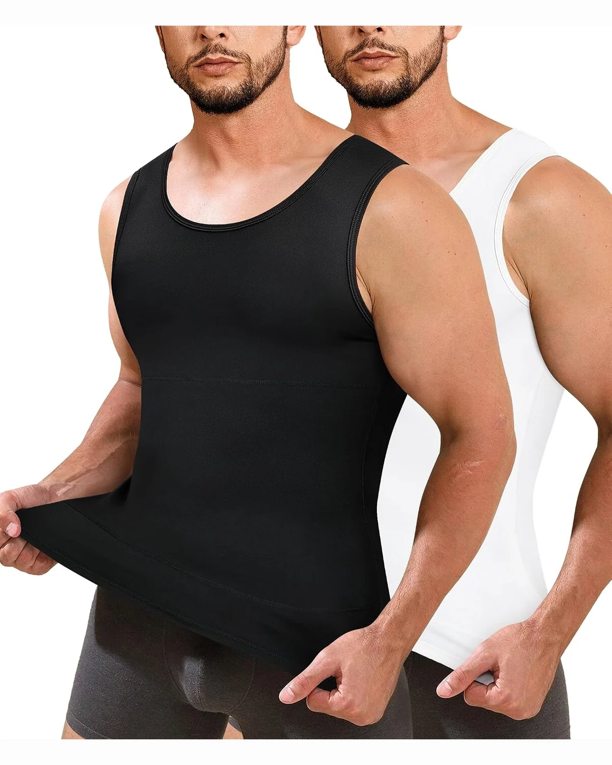 Shaping Tank, Two-Pack, Black & White two-pack, L
