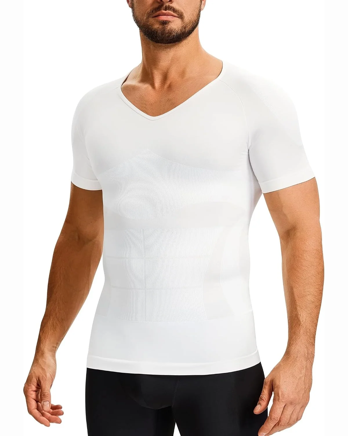 V-Neck Shaping Tee, White, L