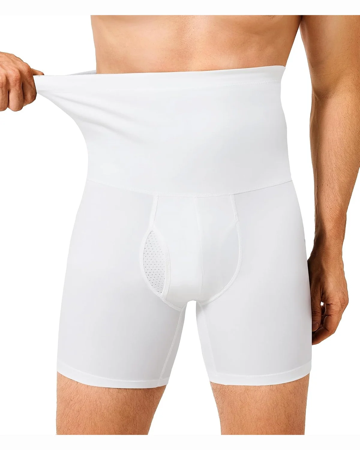 Tummy Panel Shorts, White, S