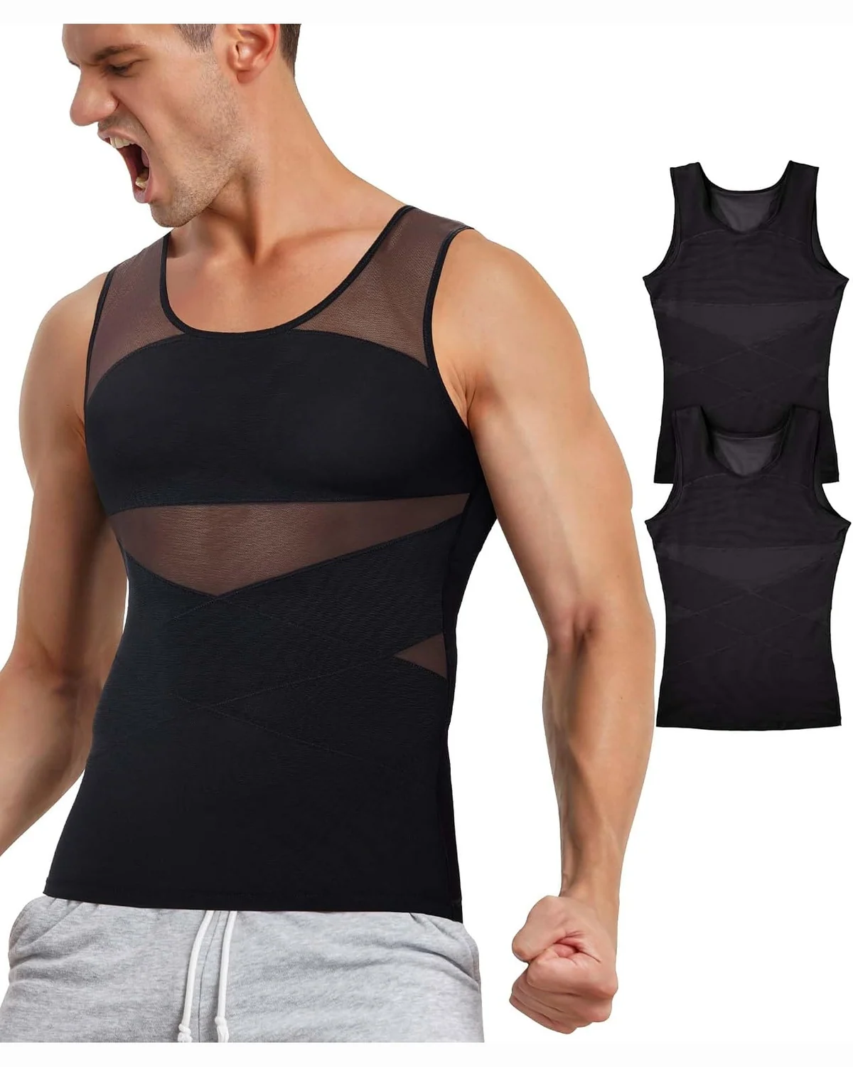 Everyday Shaping Tank, Black two-pack, 3XL