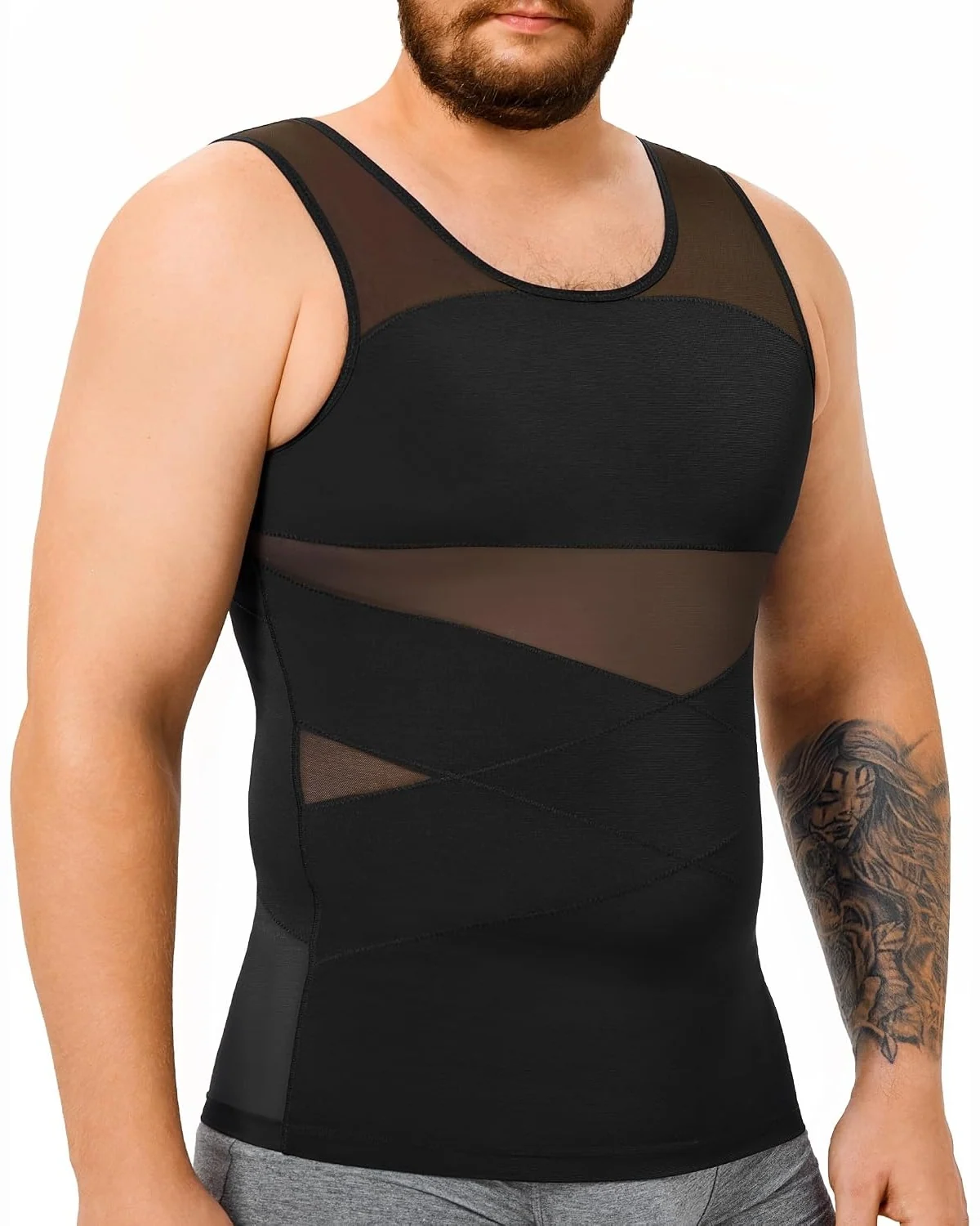 Criss-Cross Panel Tank, Black, XL