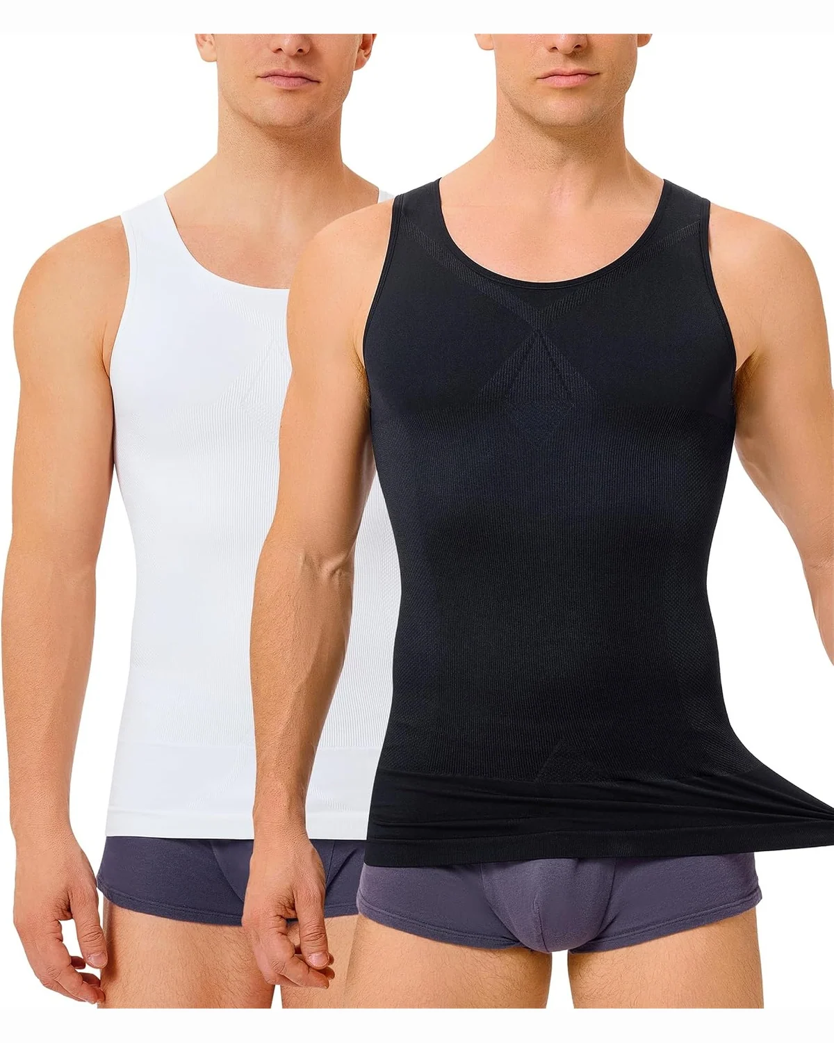 Firm Tank, Two-Pack, Black & White two-pack, XL-2XL