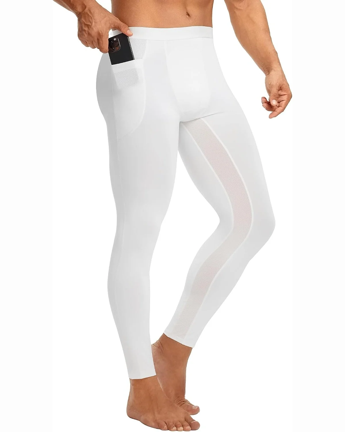 Compression Leggings, White, L