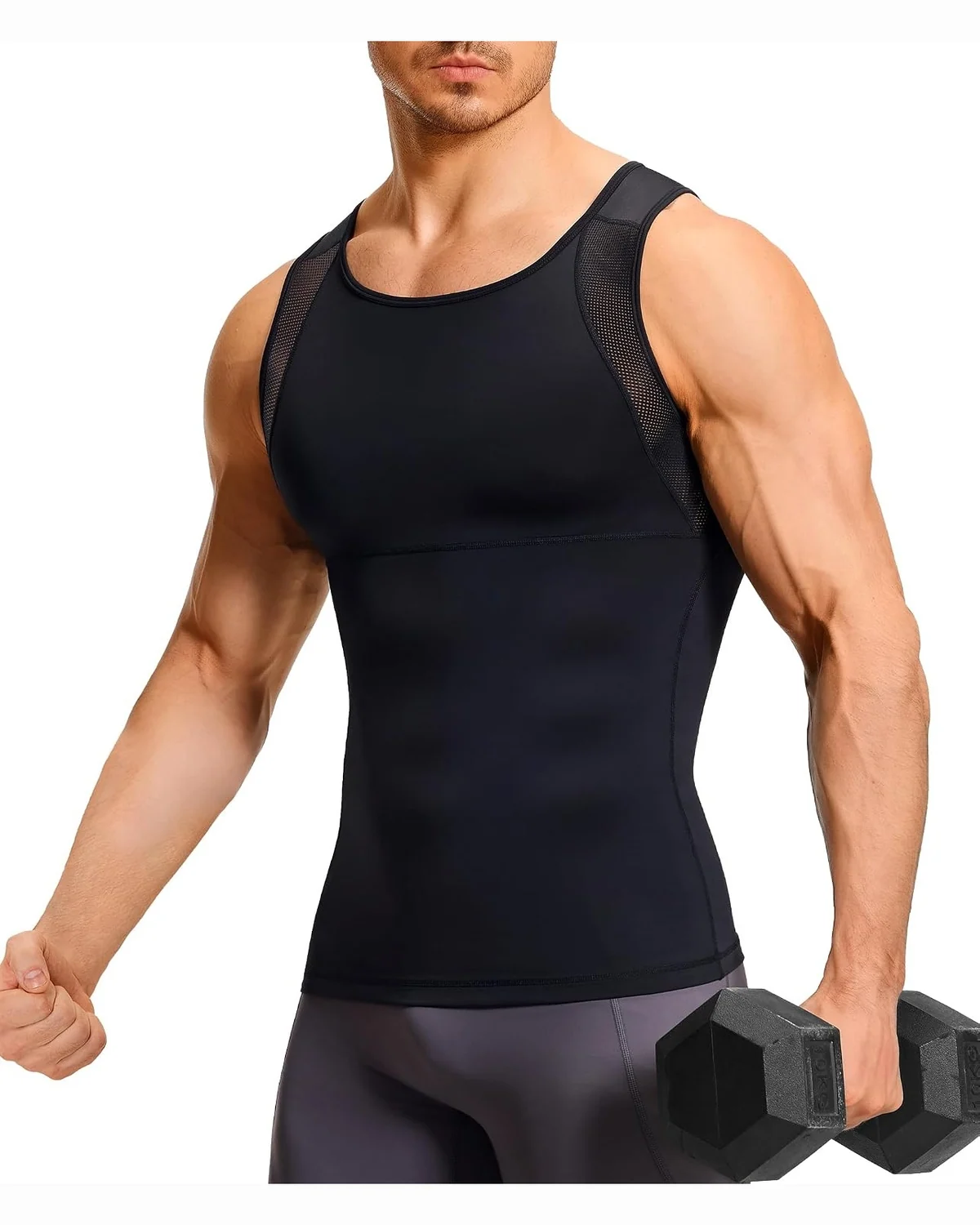 Mesh Panel Tank, Black, M