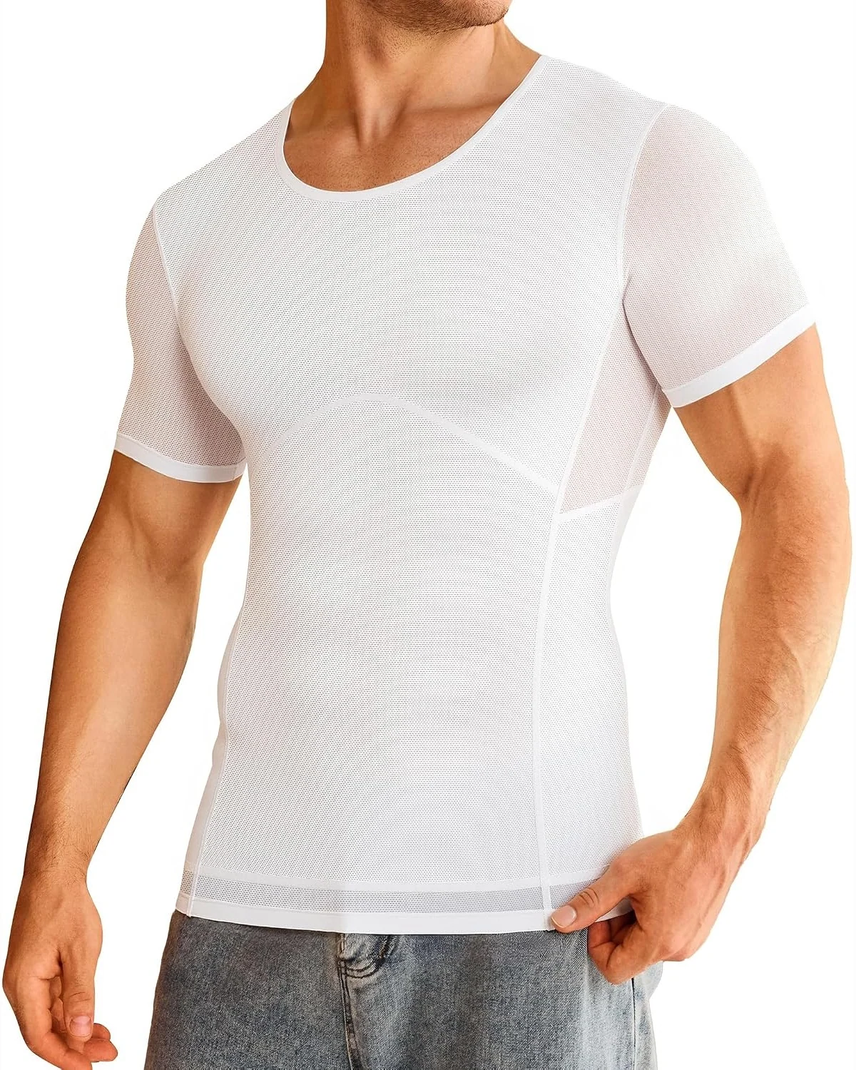 Cooling Mesh Tee, White, L