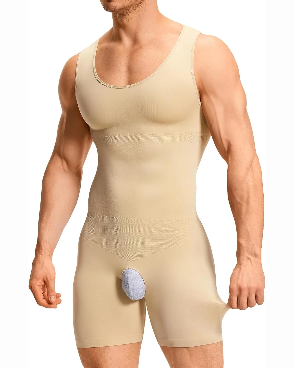 Seamless Shaping Bodysuit, Beige, L