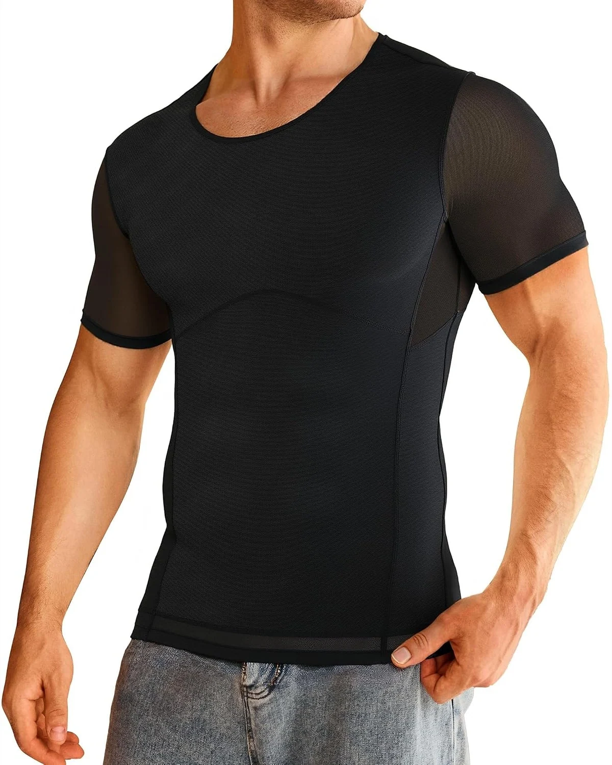 Cooling Mesh Tee, Black, L